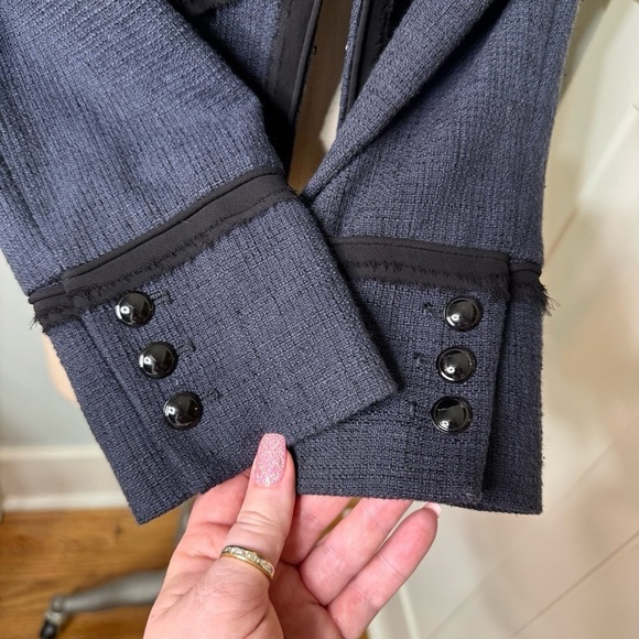 White House Black Market Tweed Military Style Crop Blazer Jacket Size 2 XS - Picture 9 of 11